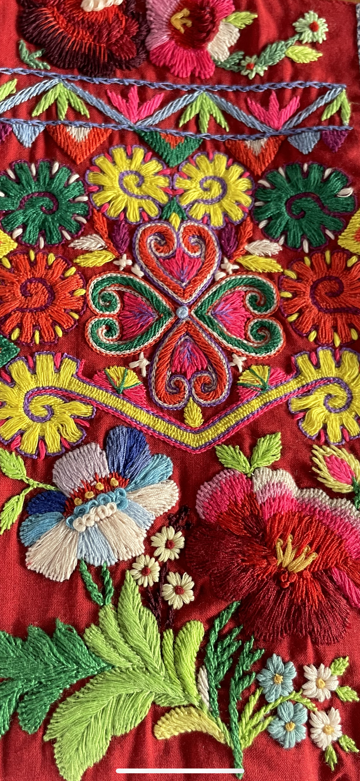 A closeup of the embroidery 