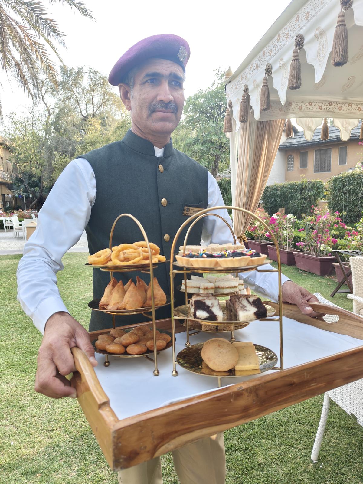 High tea at the palace lawns featuring samosa and kachoris
