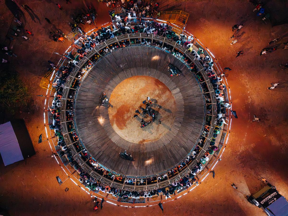 A drone shot of the event