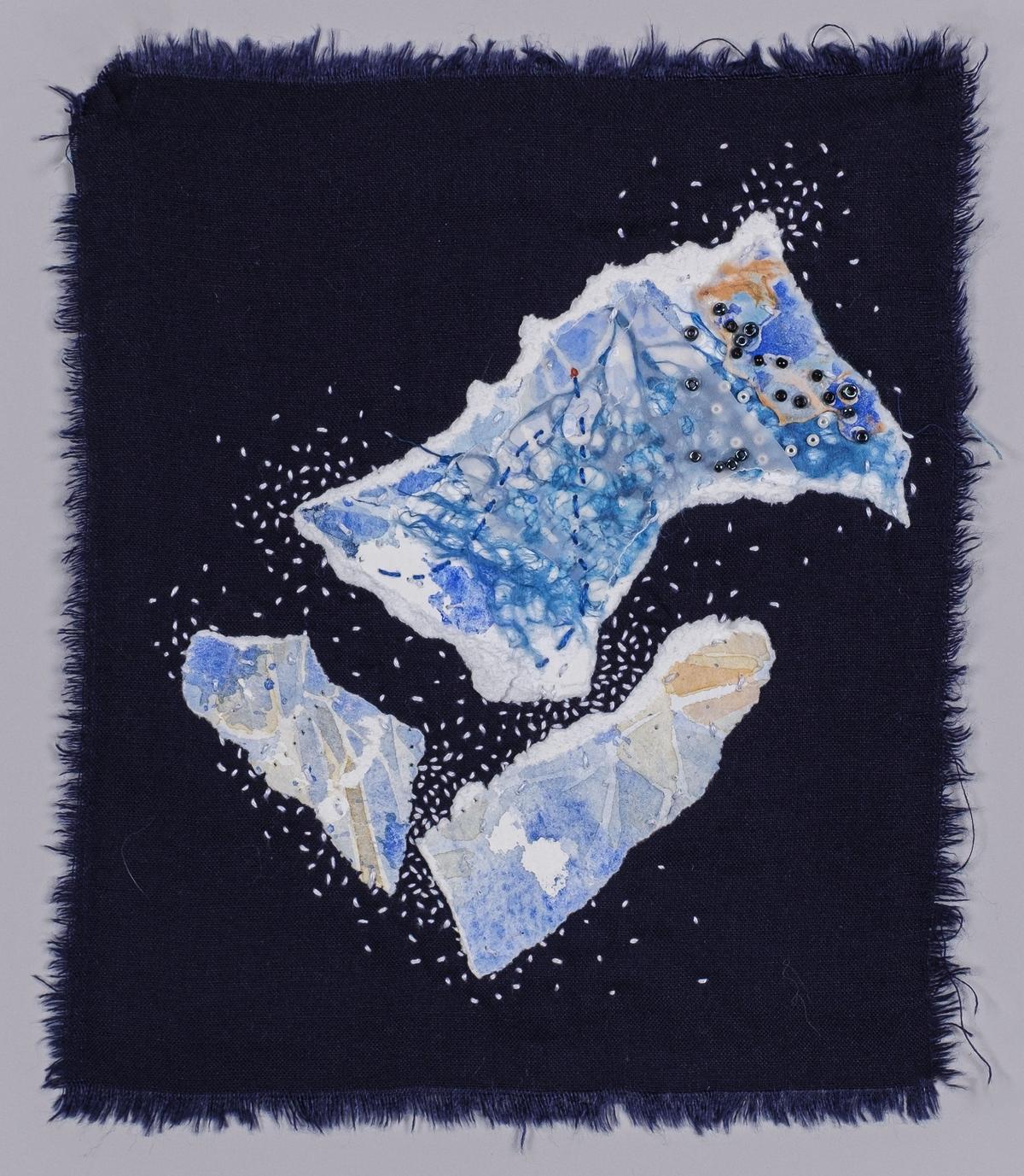 Transformations VII: Watercolour on 300 GSM paper and hand embroidery on cloth