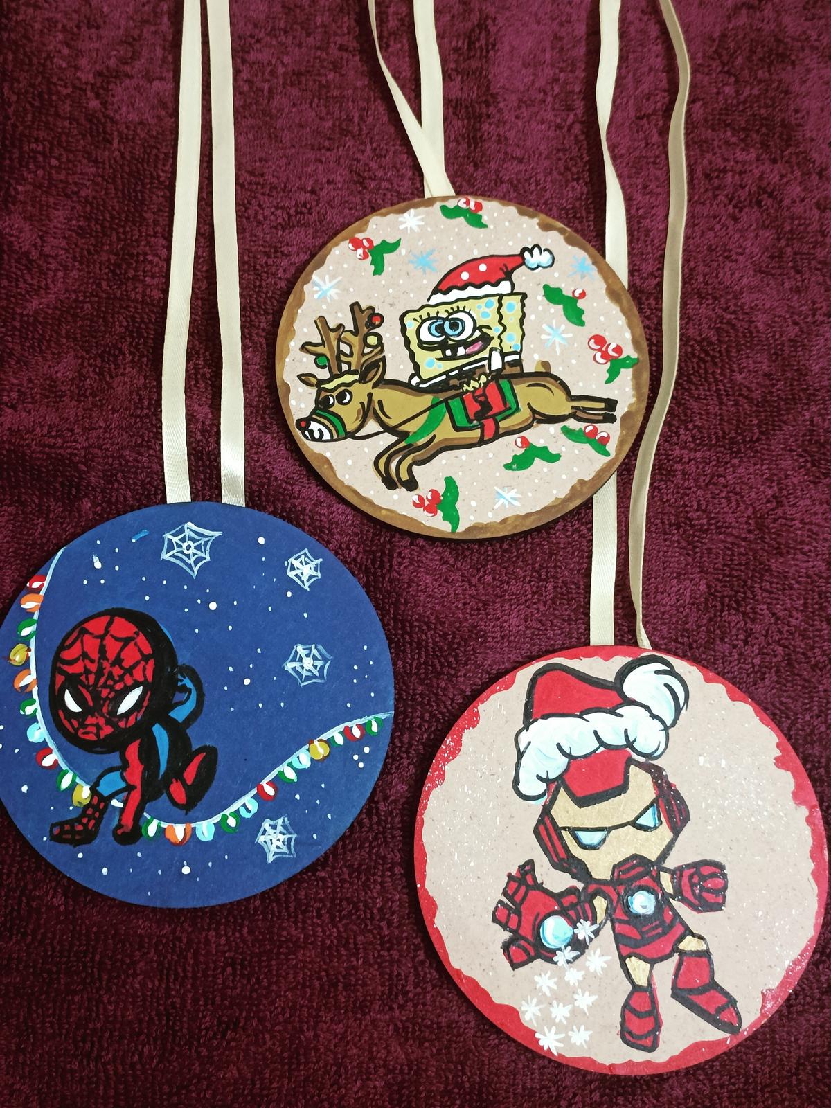 Hand-painted tree hanging ornaments at The Gypsy Crafter