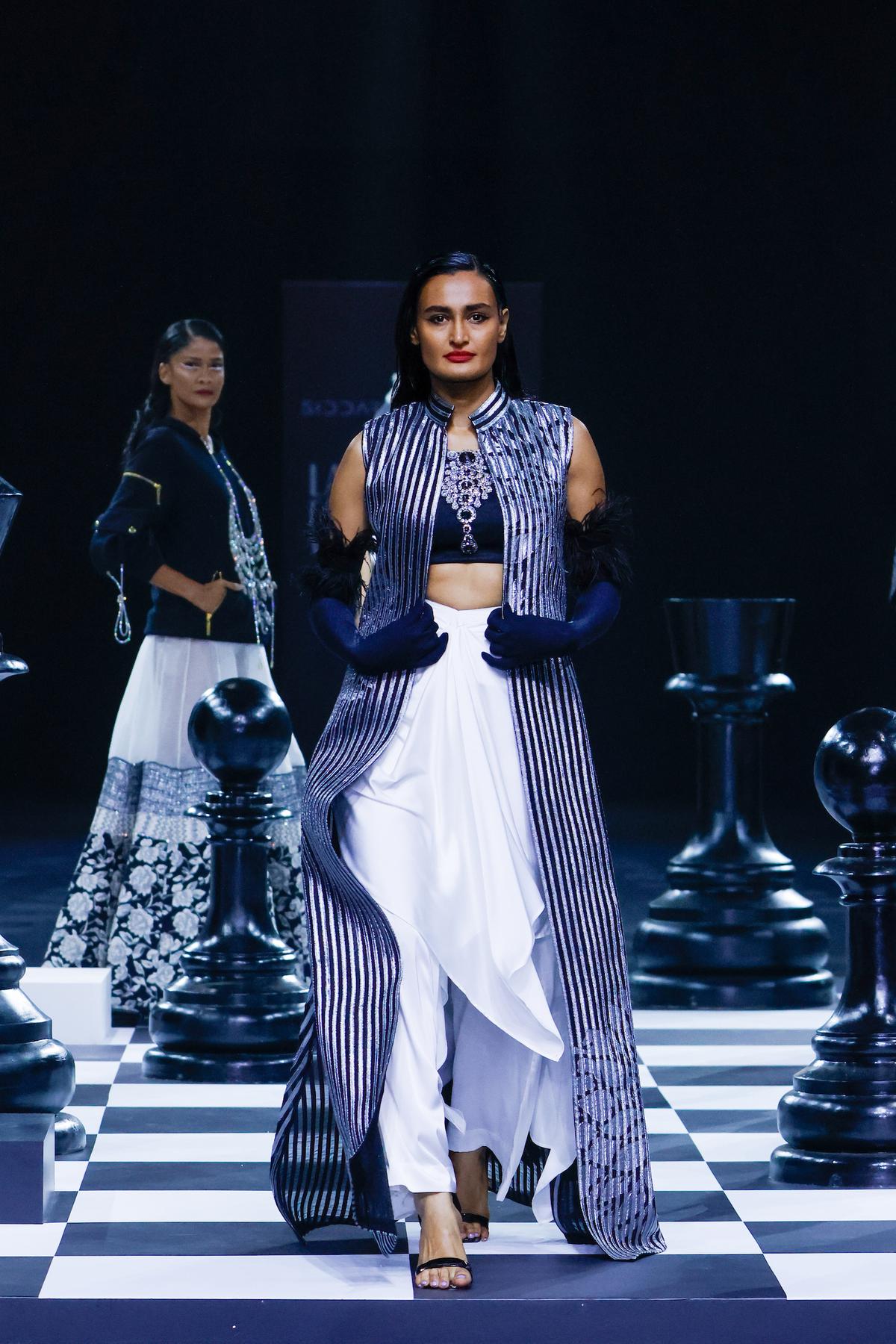 A model walks the ramp during SIDDARTHA TYTLER show at  Lakmé Fashion Week 2024 at Jio World Convention centre  in Mumbai, India on 16th March 2024.