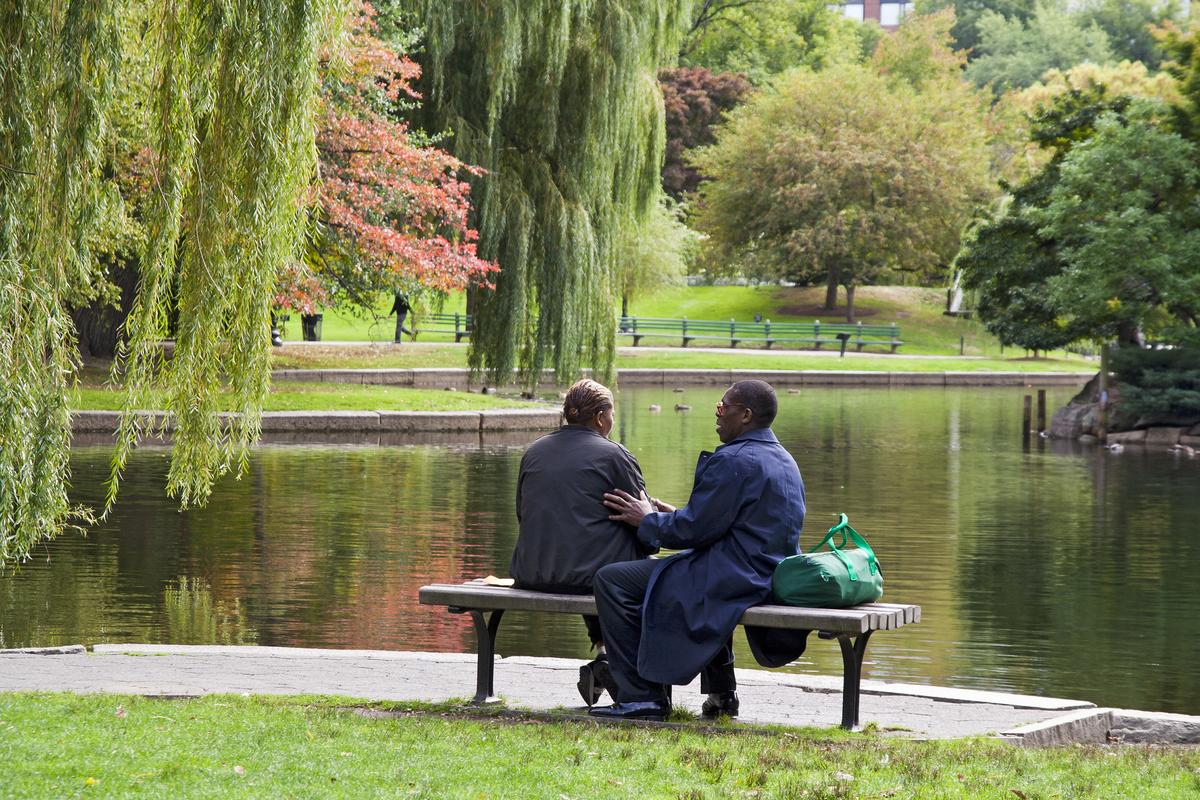 A couple at Boston Common, the public park in Boston, Ma. A couple at Boston Common, the public park in Boston, Ma.