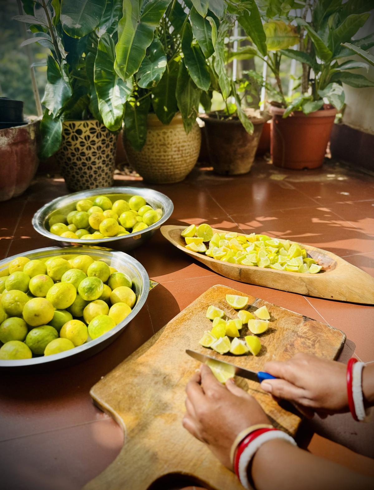 Lemon pickle being made at Rasa & Co