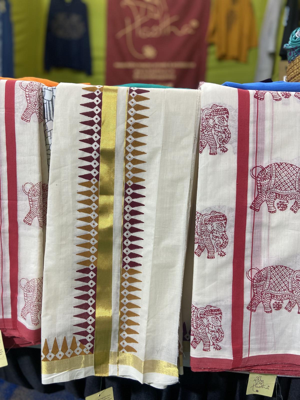 Dhoti with traditional rangoli block prints Dhoti with traditional rangoli block prints