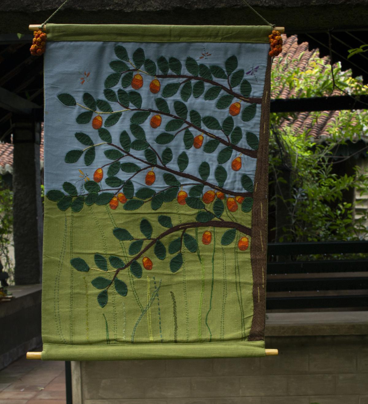 Textile art depicting motifs from Nature, crafted by the artisans at Porgai