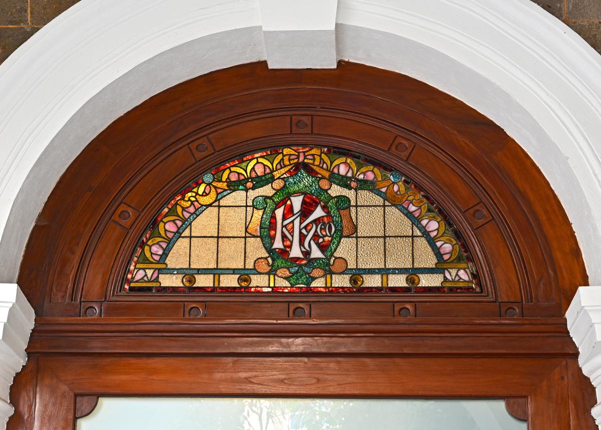 A restored stained glass arch