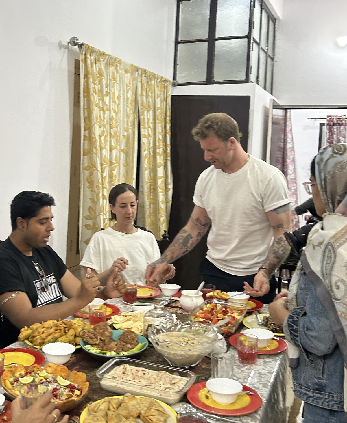 Roni Mazumdar (far left) co-founder of New York City-based restaurant group Unapologetic Foods, with his team on a tour with Lucknow with Anubhuti