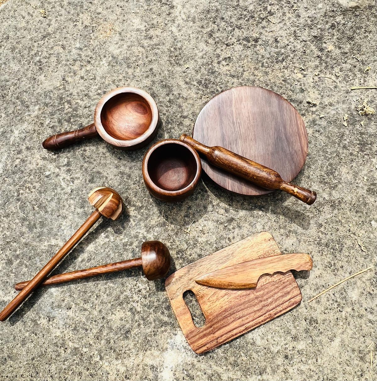 The Montessori-inspired wooden kitchen essentials set by Happie Hive