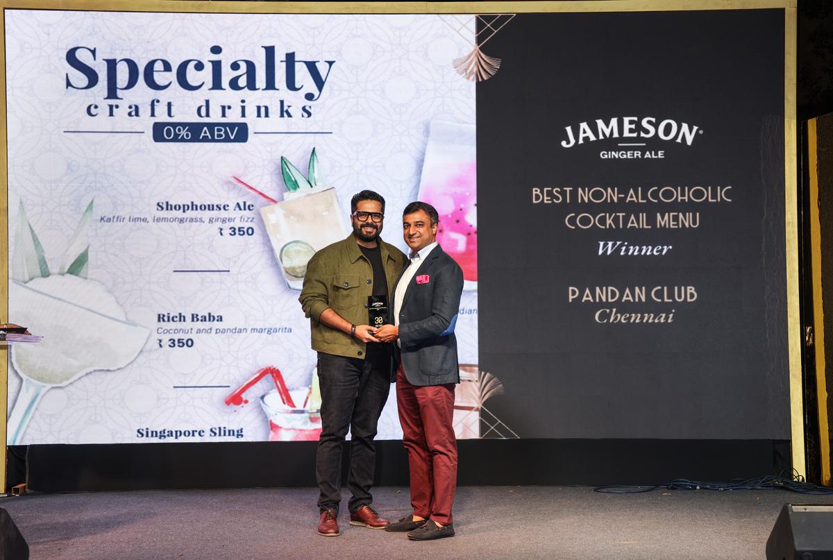 Manoj Padmanabhan, one of the partners at Pandan Club receiving best non-alcoholic cocktail menu