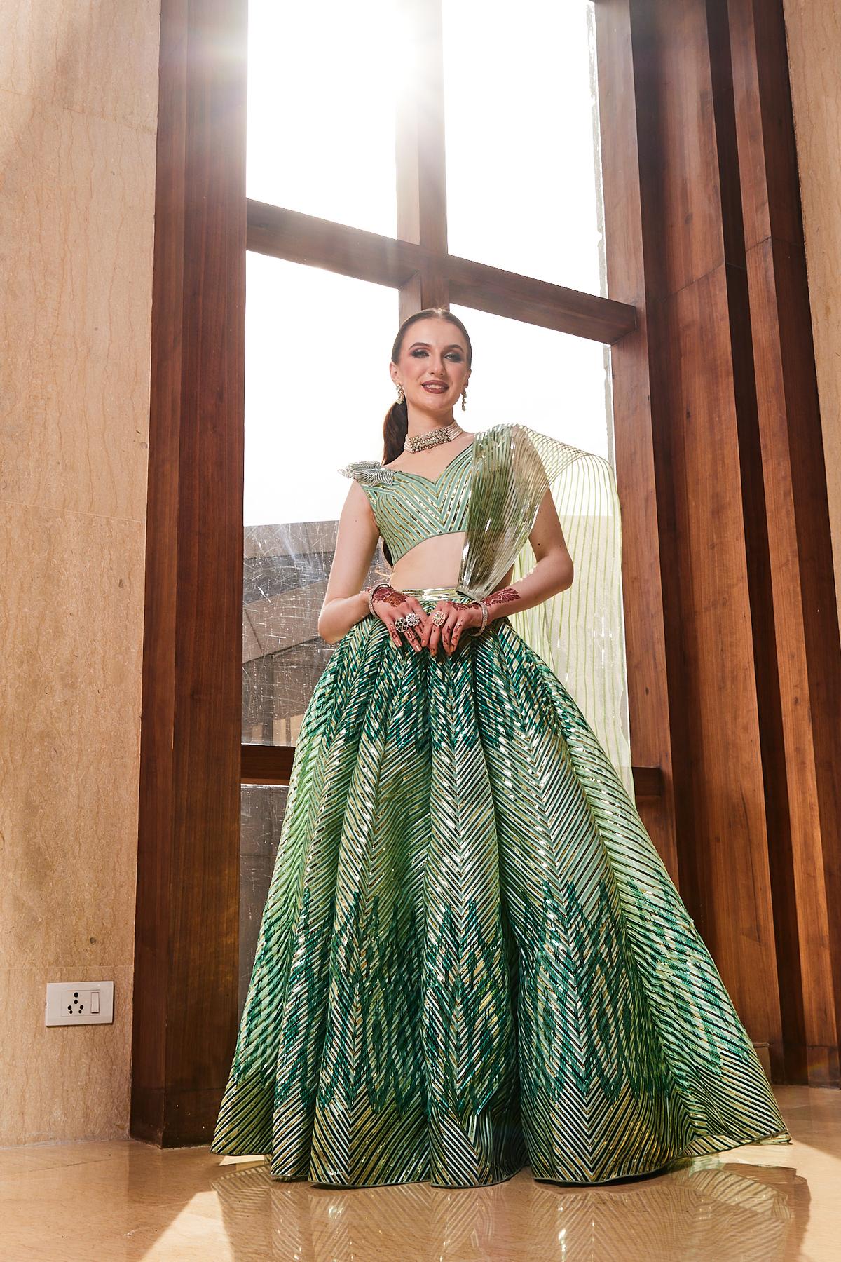 A rented Amit Aggarwal lehenga from Kuro