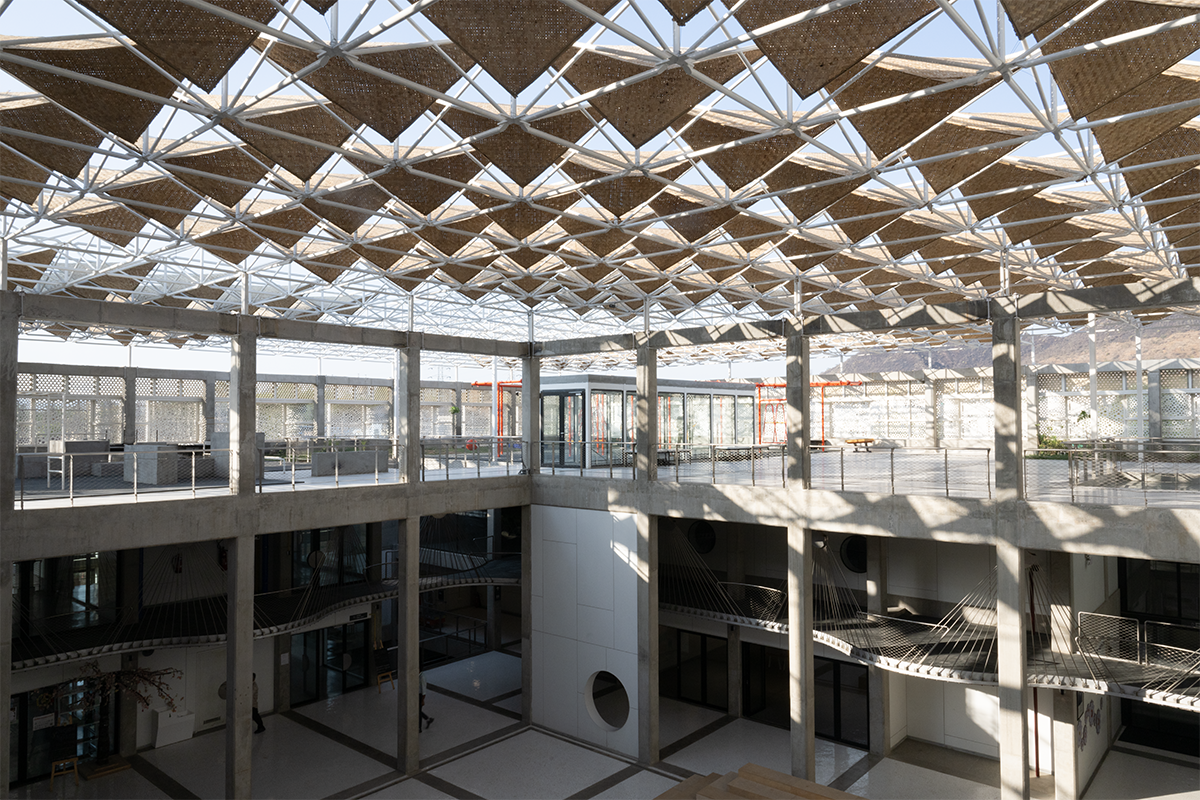 One of the project’s standout features is the woven bamboo canopy