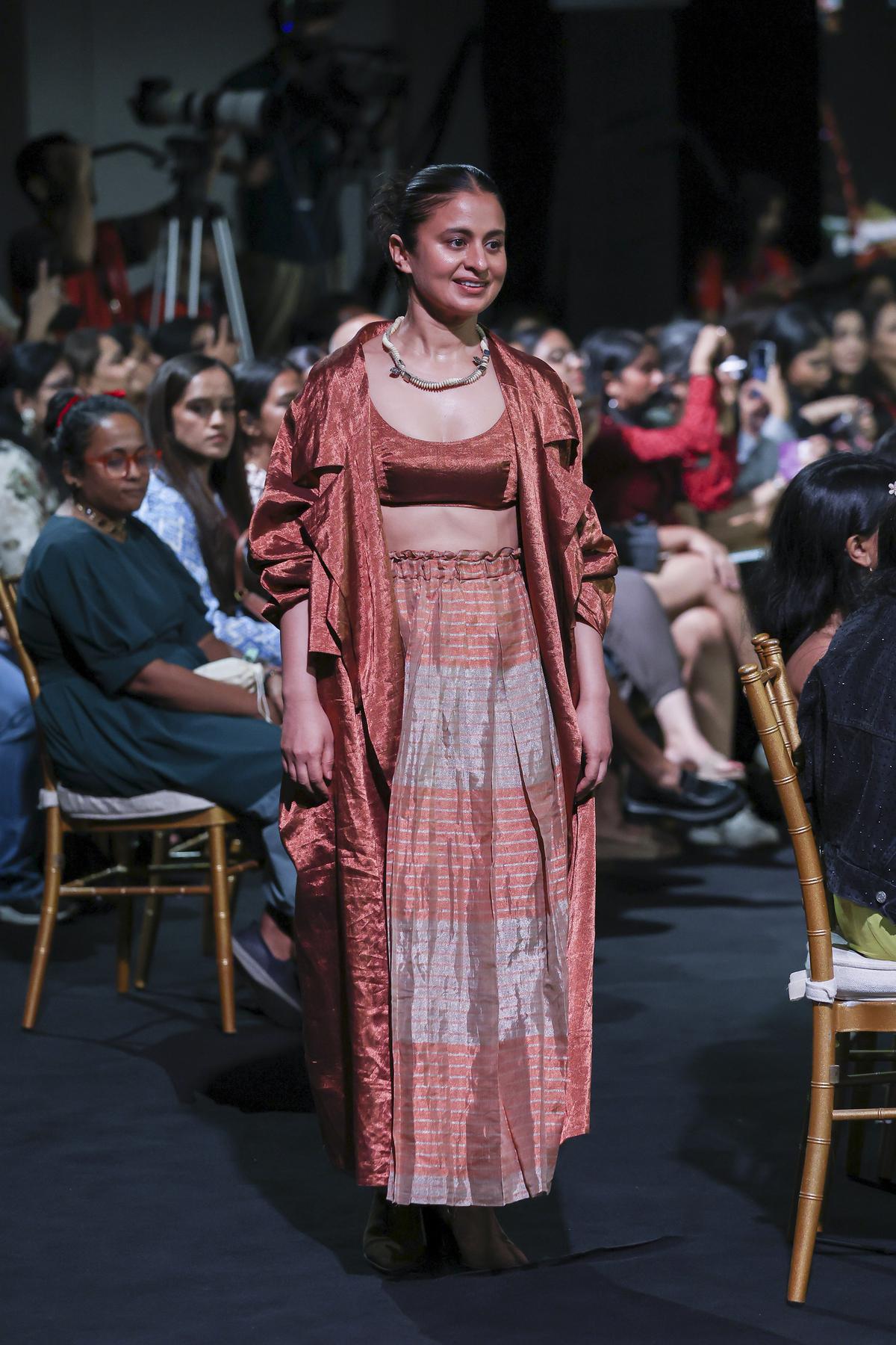 Rasika Duggal walks the ramp for Urvashi Kaurâs show at LakmÃ© Fashion Week 2024