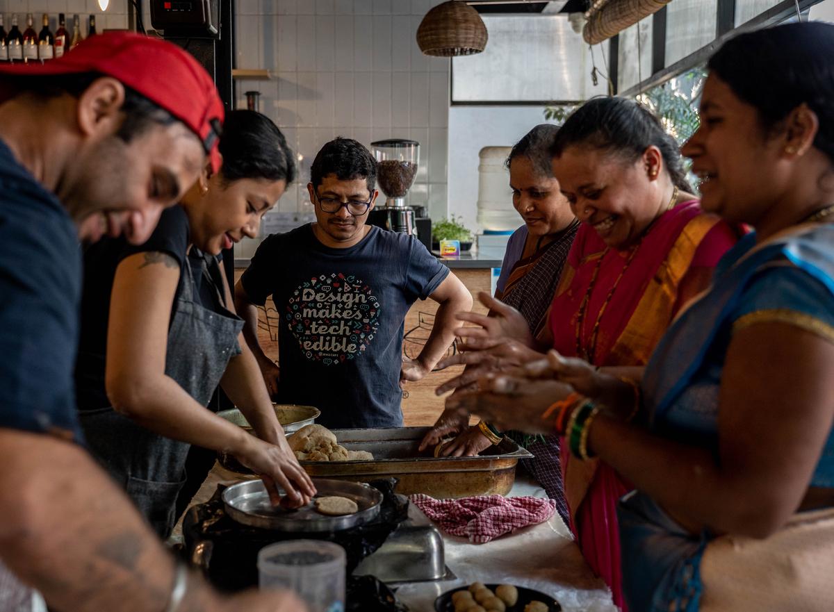 Joida women cooking with city chefs at The Courtyard, in Bengaluru