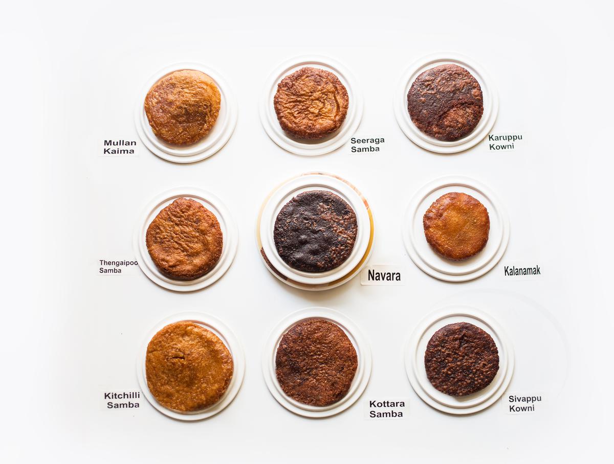 Nine types of Adhirasam, made using nine different heritage rice