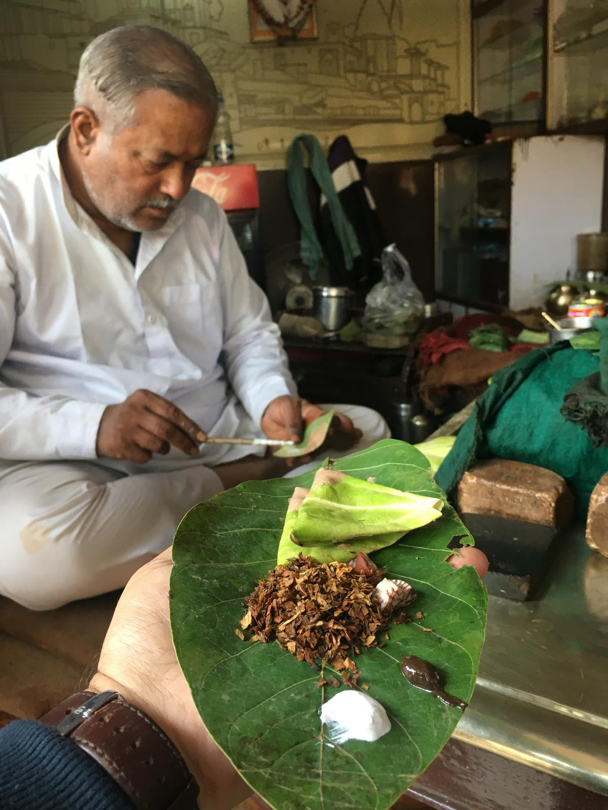 Banarasi paan being made