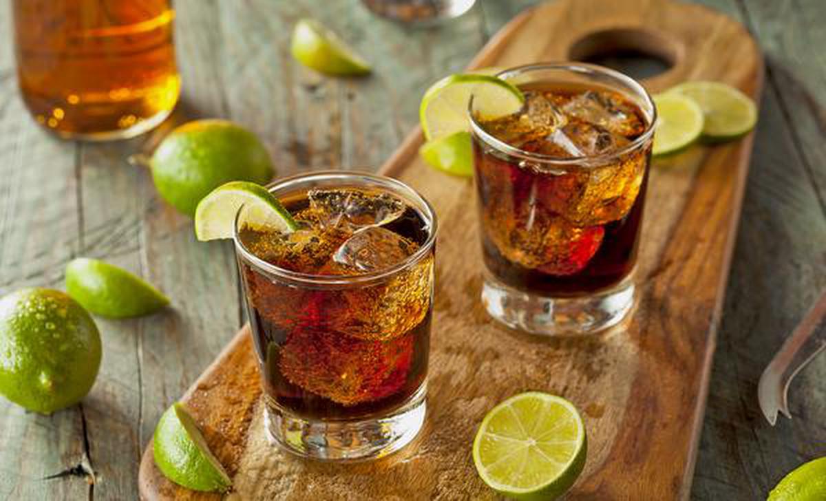 Rum and Cola Cuba Libre with Lime and Ice