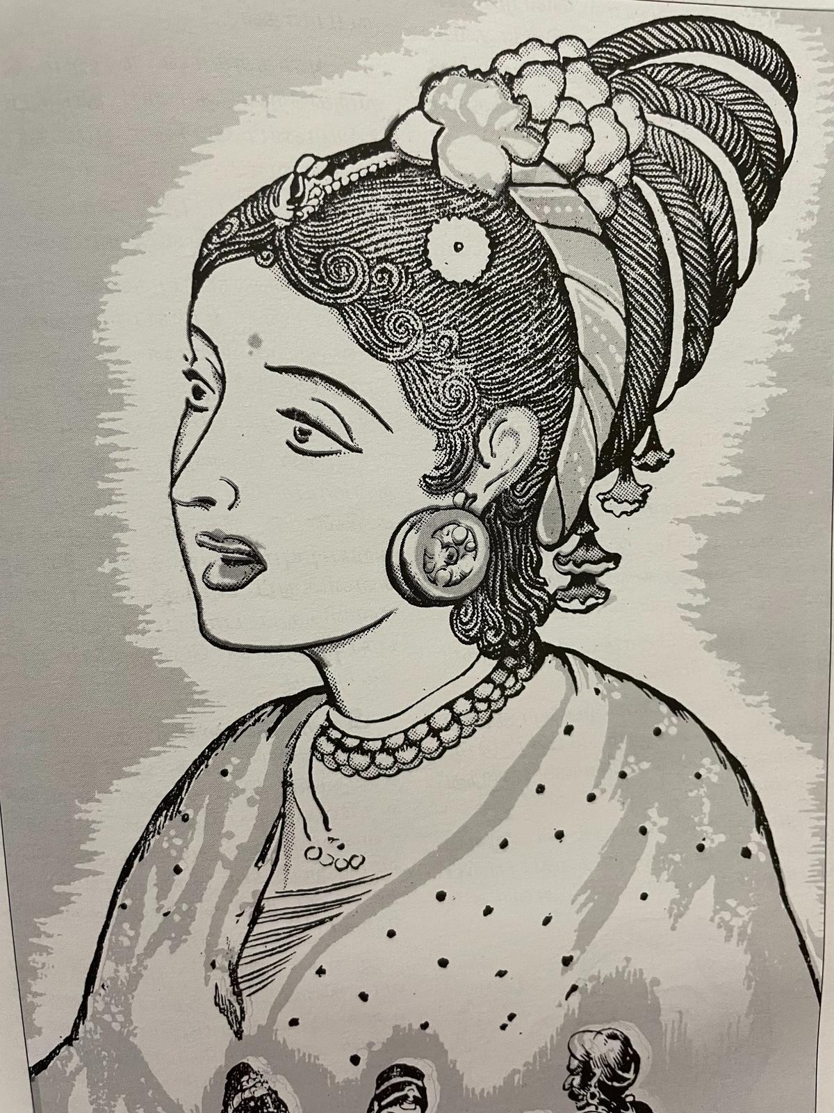 Kundhavai, original illustration by artist Manian