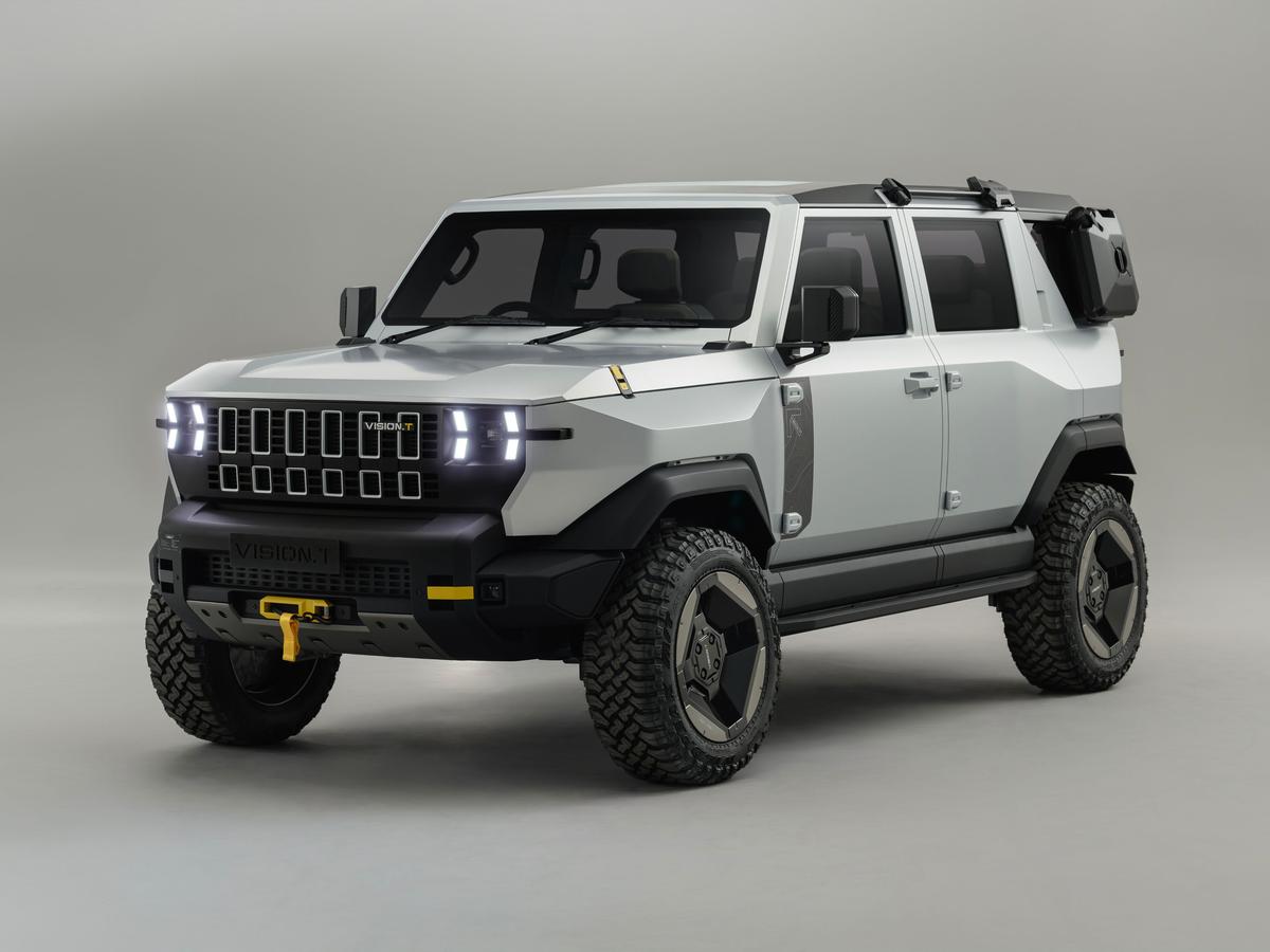 Vision T — The next-gen Thar grows into a five-door, tougher and more versatile than ever, with the promise of diesel grit or all-electric torque from the same line.