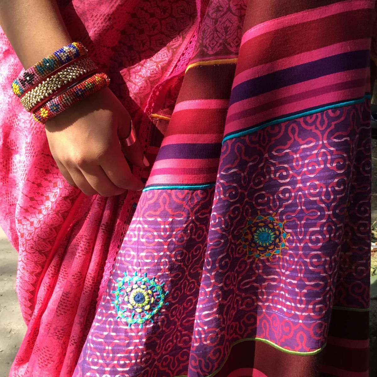 A Rema Kumar creation, Linen silk with Lambani embroidery