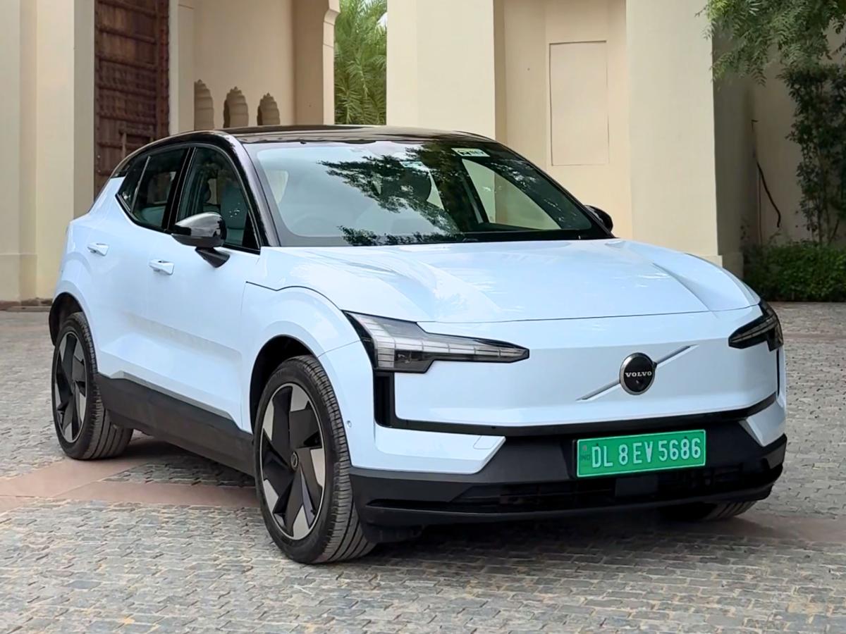 The Volvo EX30’s bold stance and sleek lighting give it a futuristic yet playful identity.