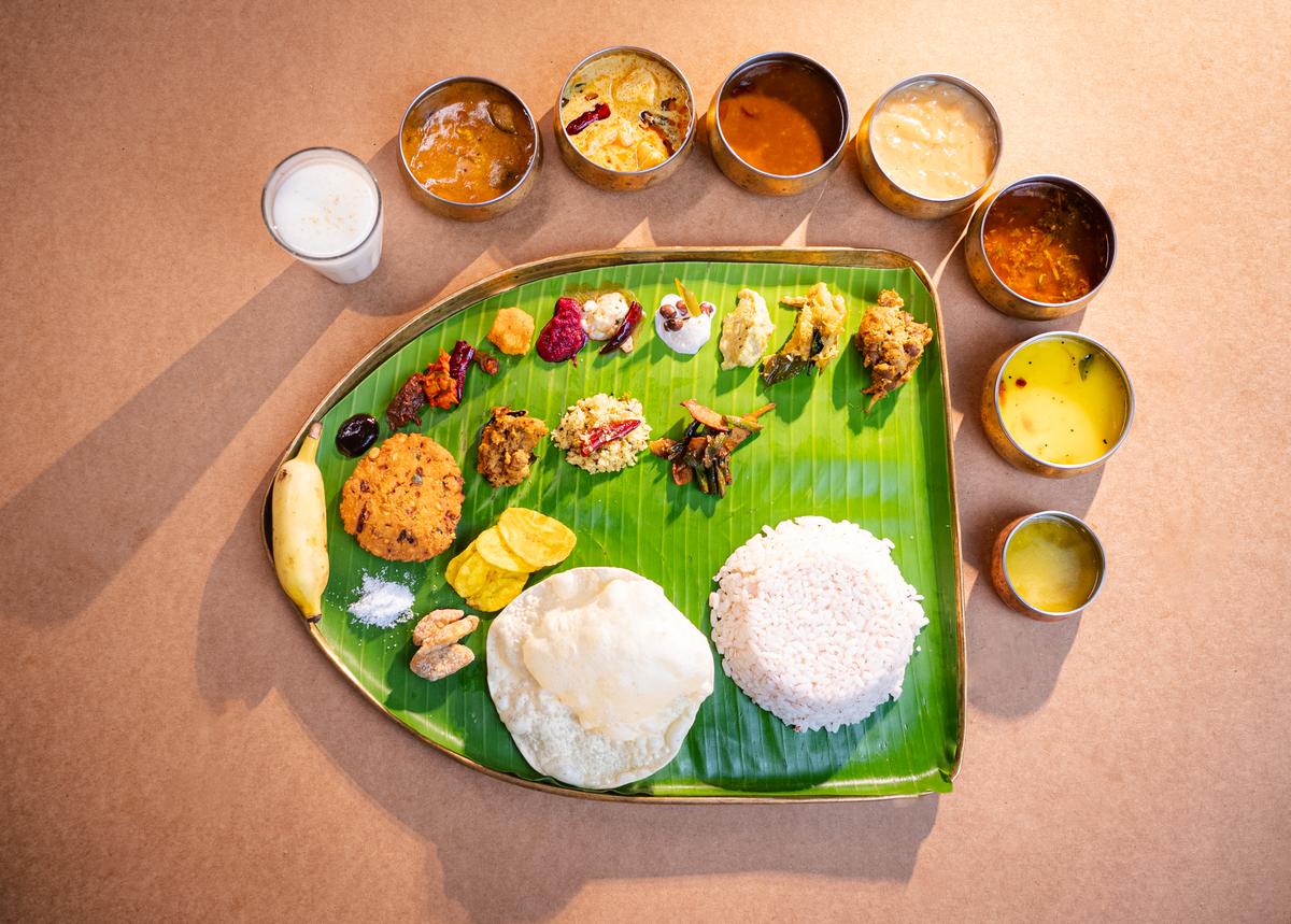 The onam sadya spread at Savya Rasa The onam sadya spread at Savya Rasa