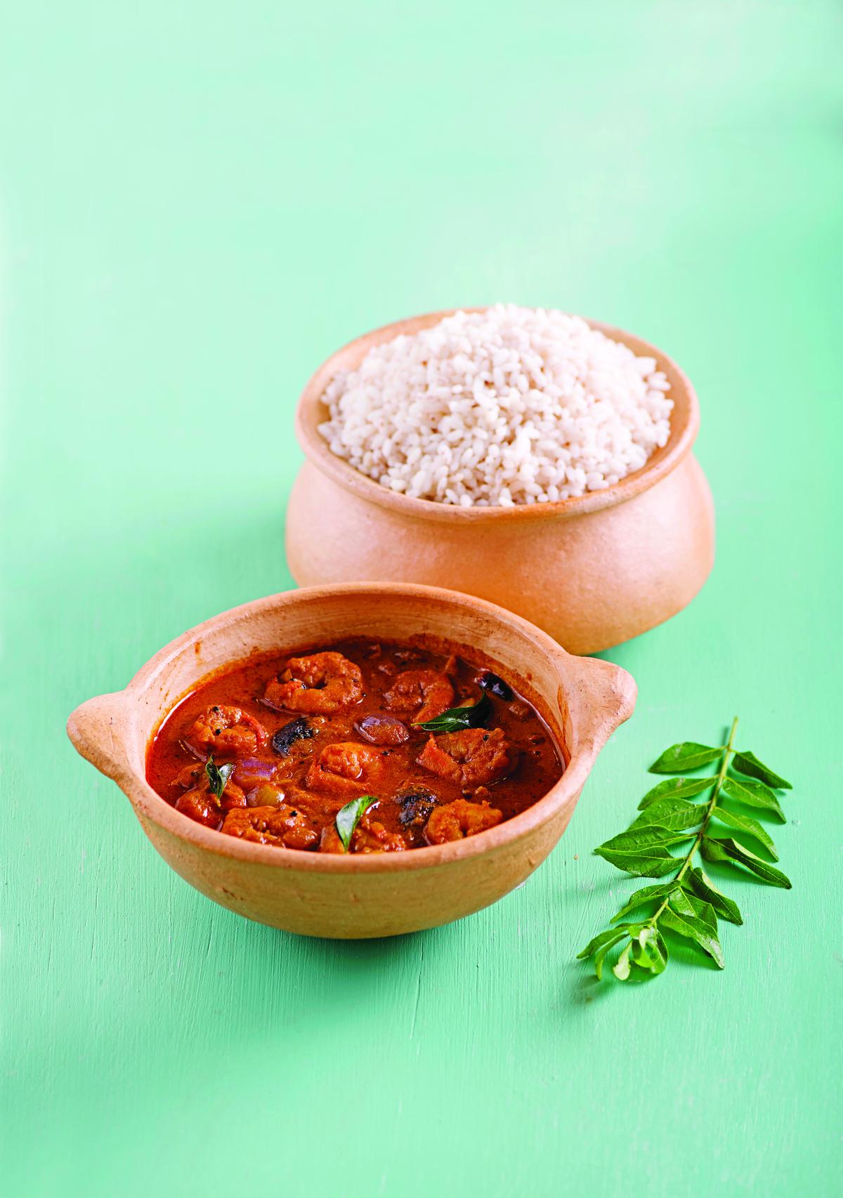 Calicut Chemmeen Fry and Steamed red rice