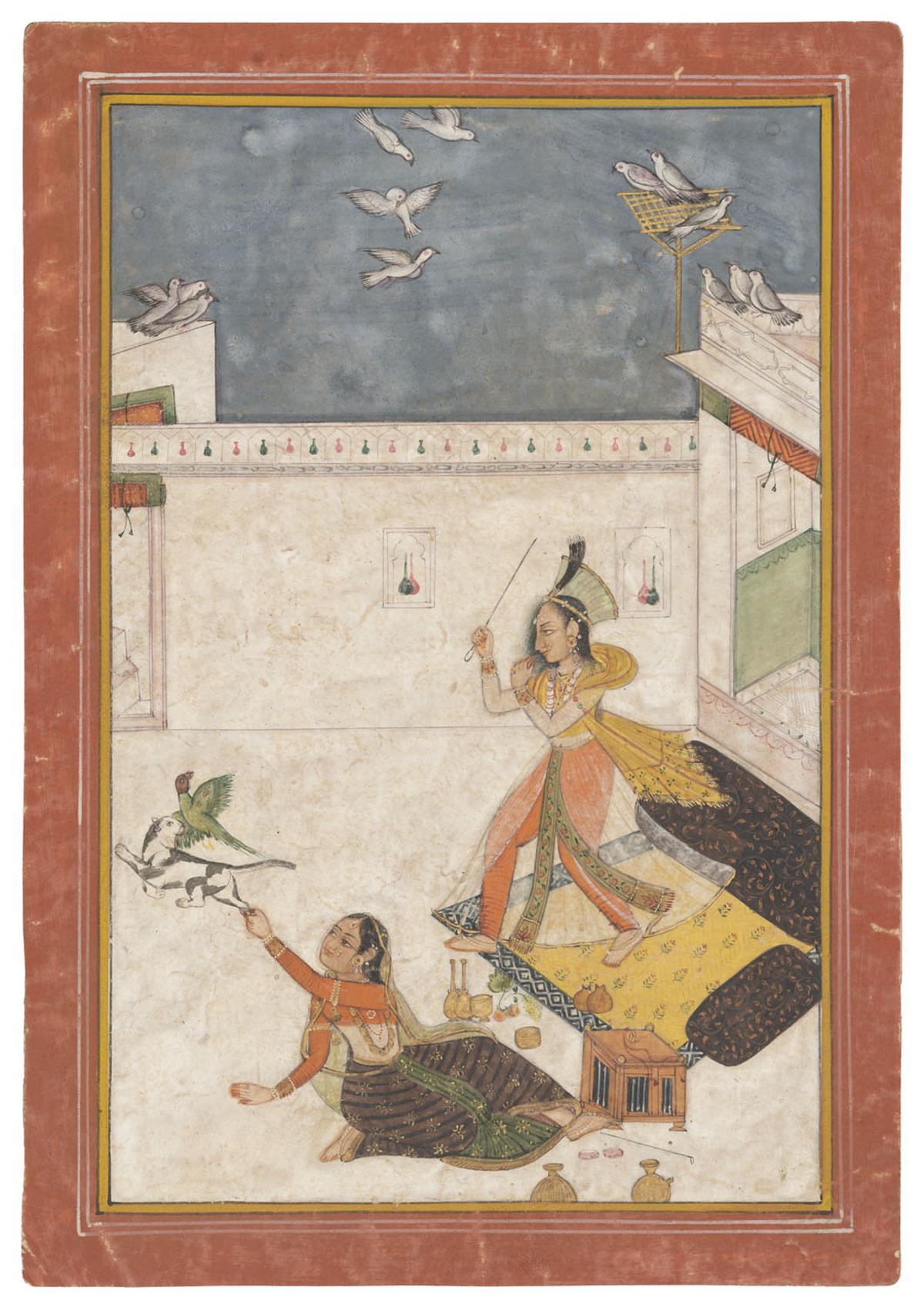 दो देवियाँ, एक महल में और एक तोता