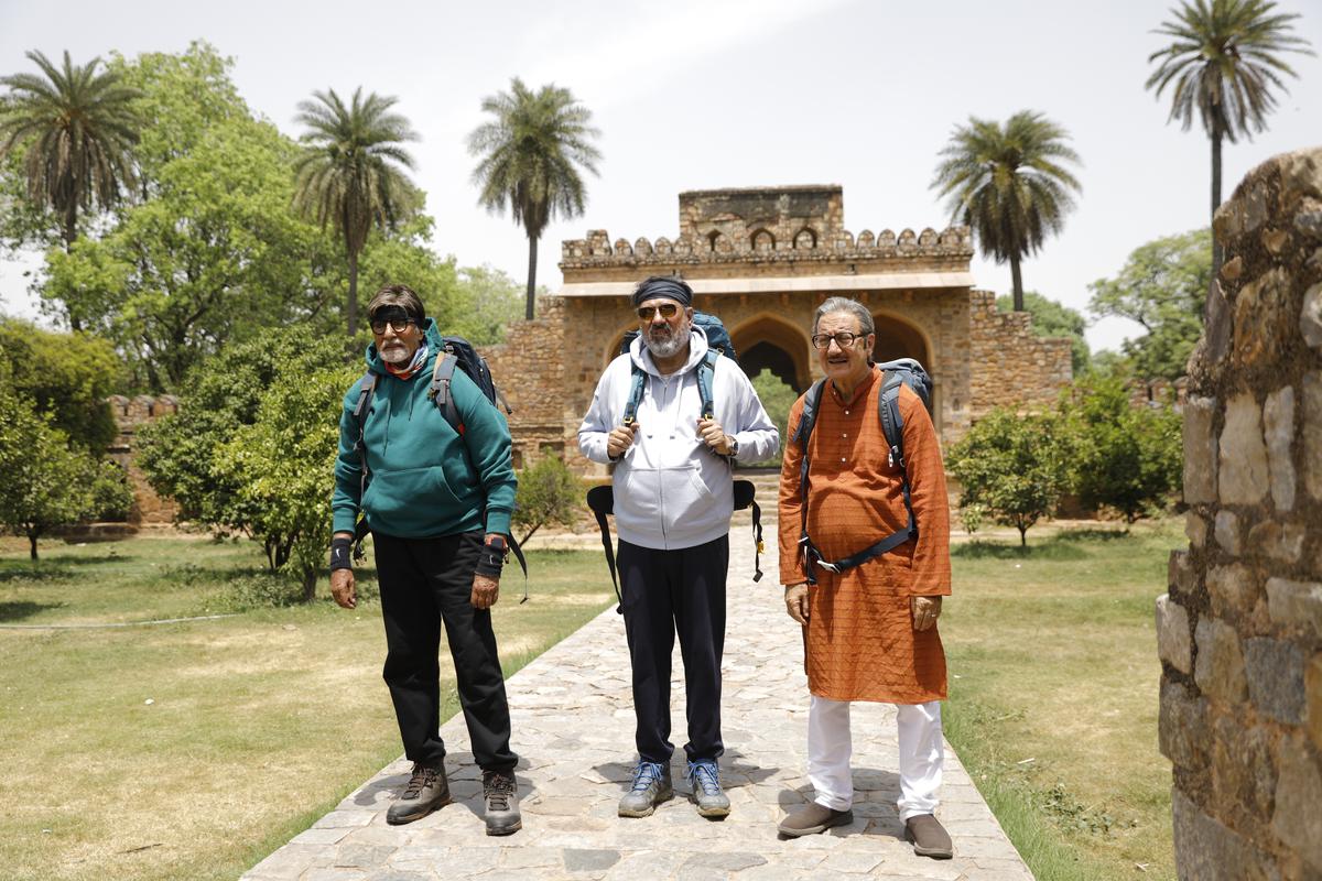 Amitabh Bachchan, Boman Irani and Anupam Kher in a scene from a height