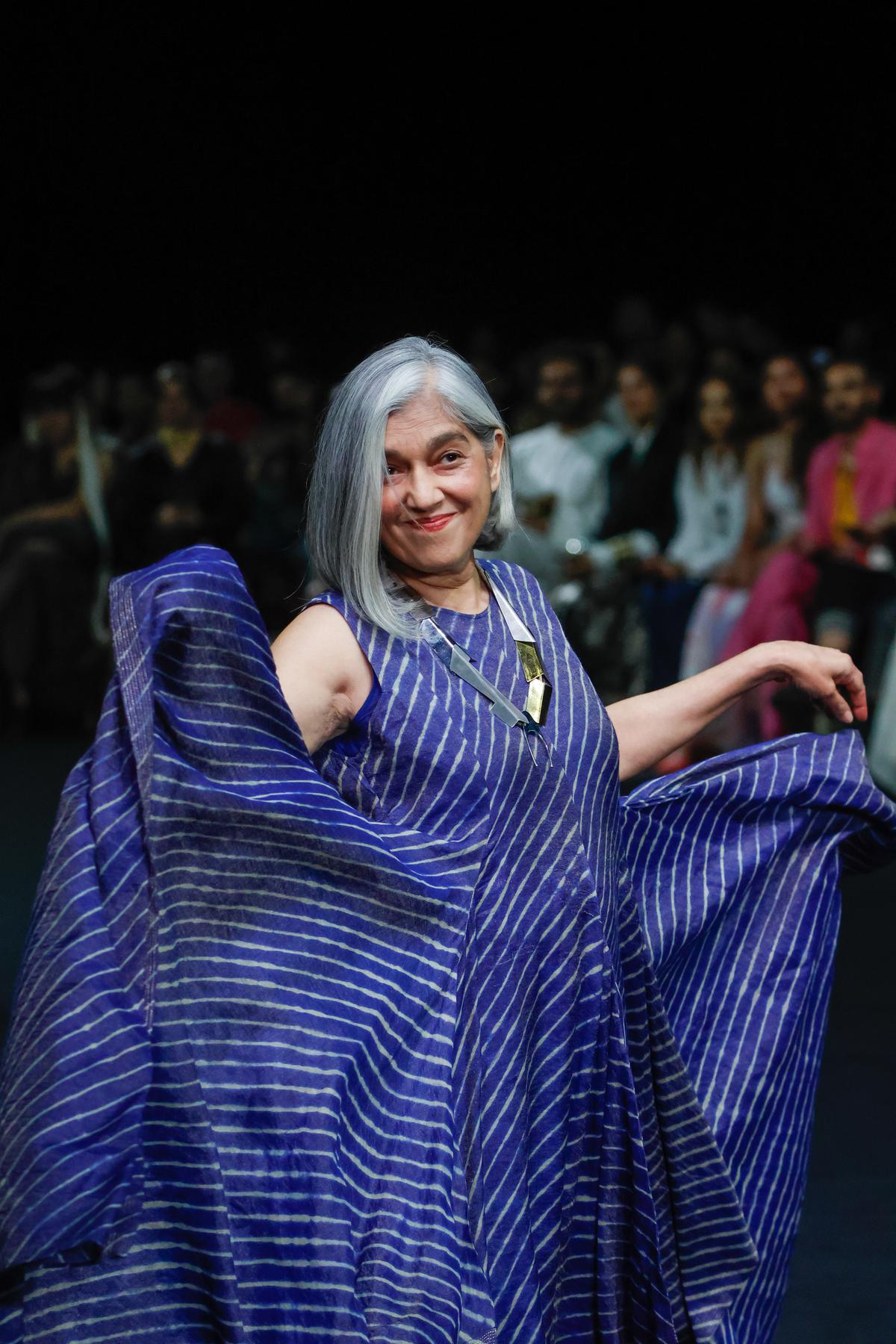 Ratna Pathak Shah walks the ramp for Urvashi Kaur at Lakme Fashion Week 2024 