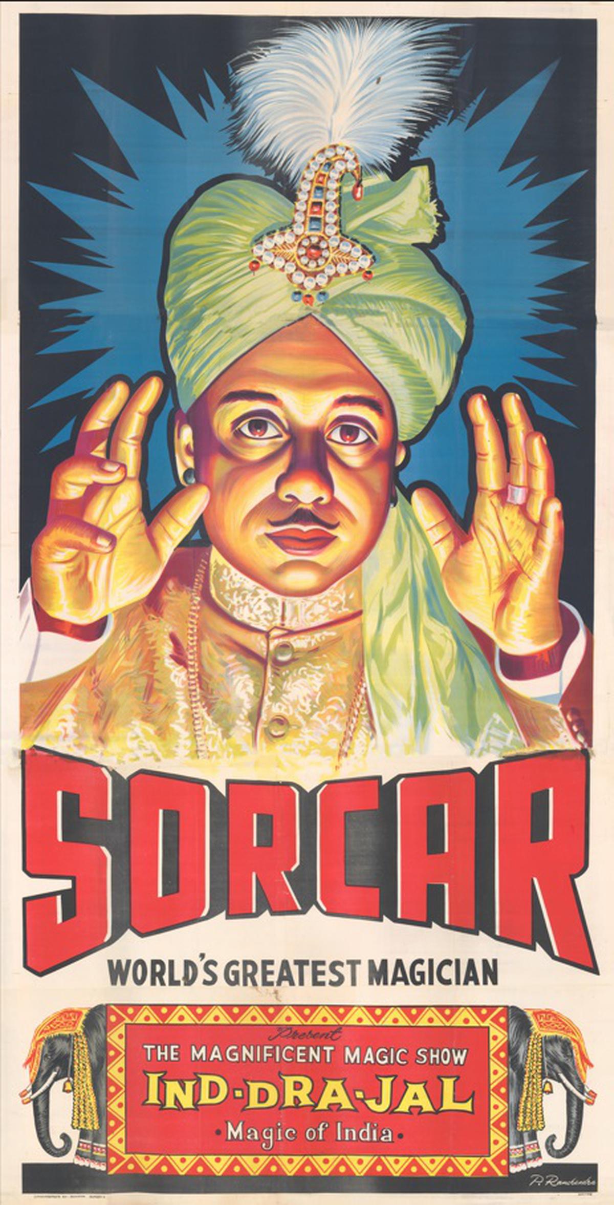 A portrait of Indian magician Sorcar, published by Calcutta Art Studio