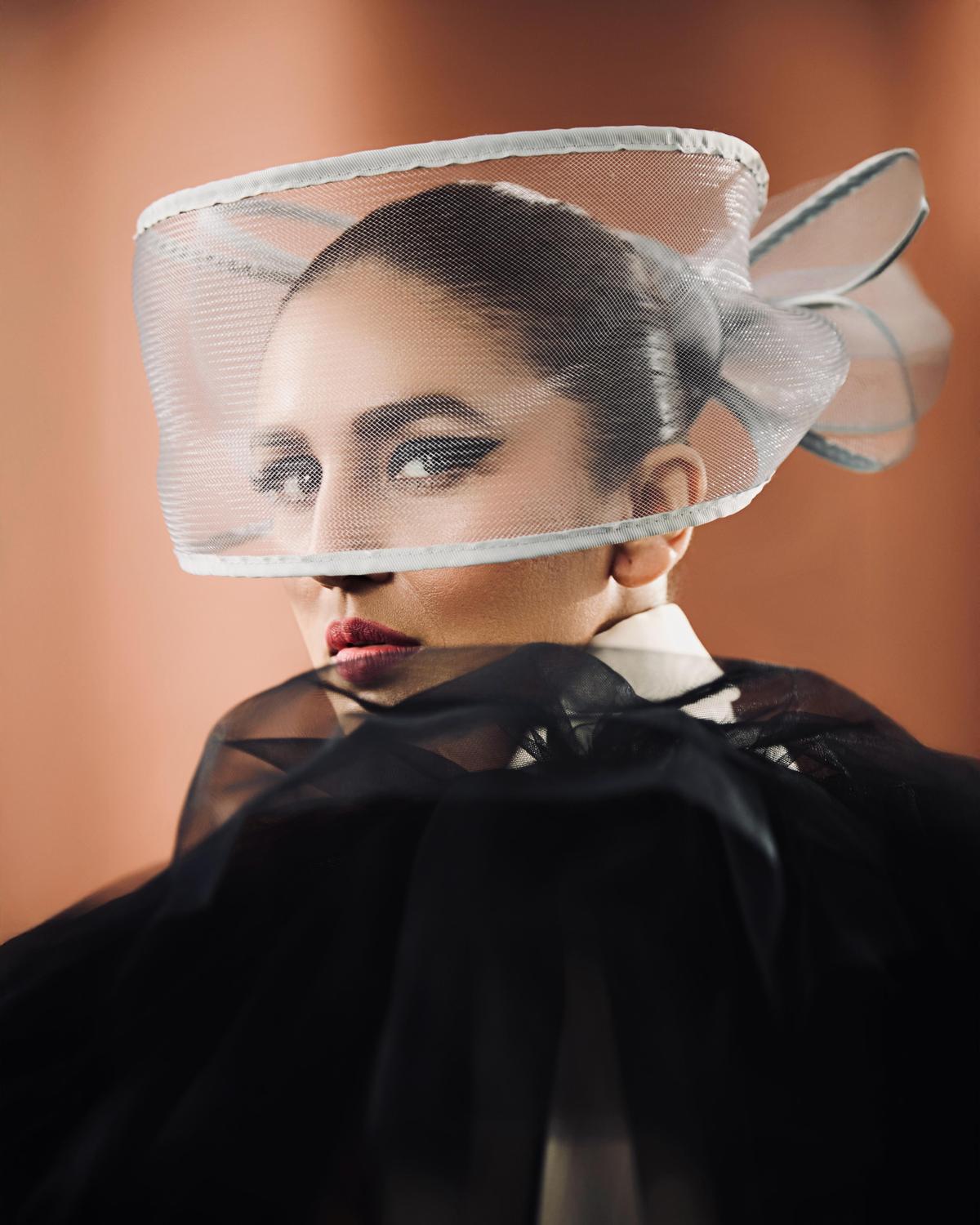 Actress Huma Qureshi in a fascinator designed by Nirali’s Maaneh Millinery Actress Huma Qureshi in a fascinator designed by Nirali’s Maaneh Millinery