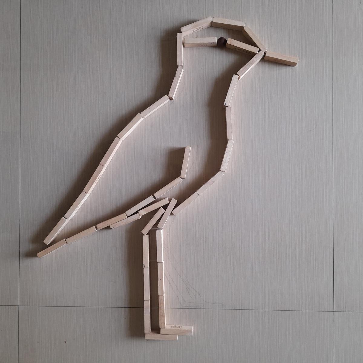 P Jeganathan’s jenga creation of the Indian Courser