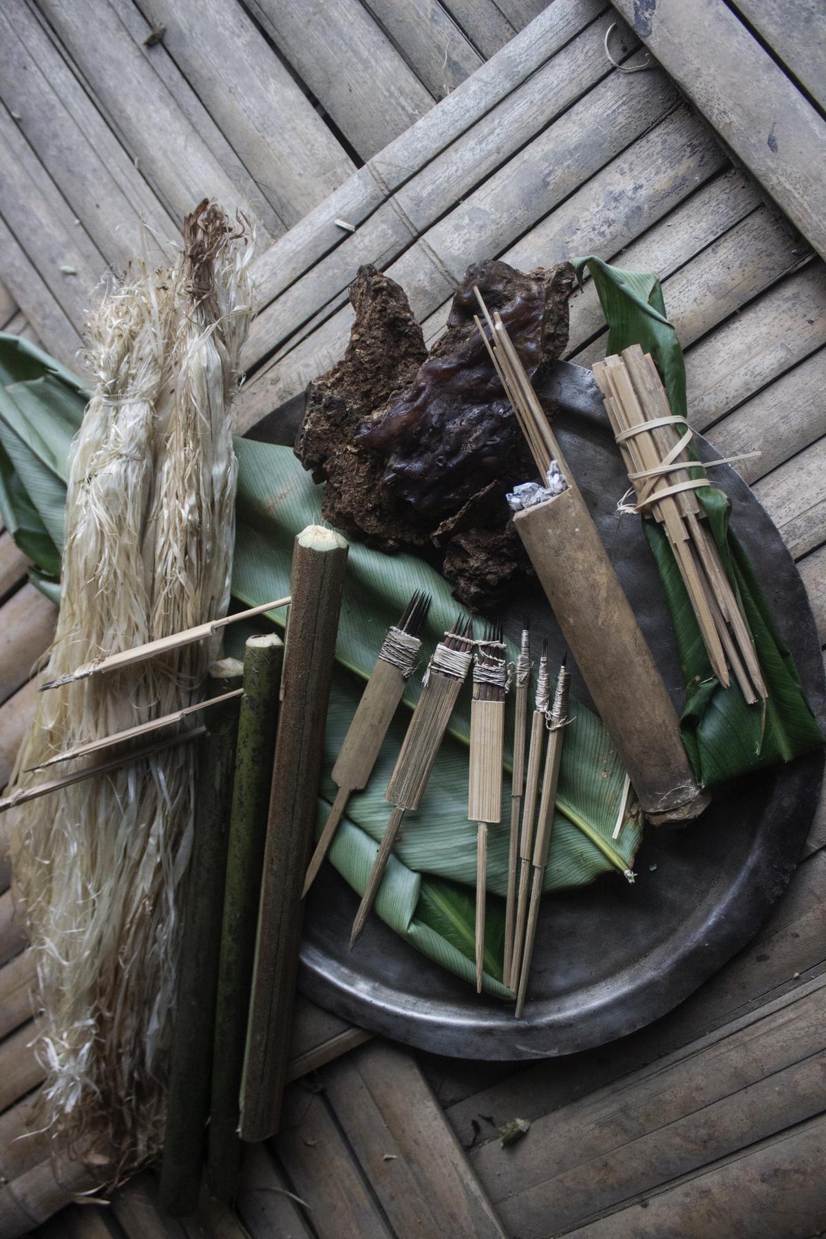 Traditional tattooing tools and natural pigments