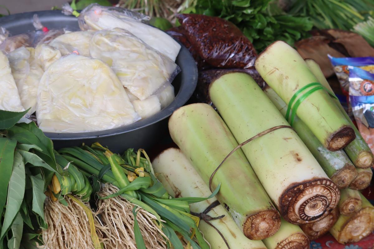 Raw ingredients at the Manipuri Basti market