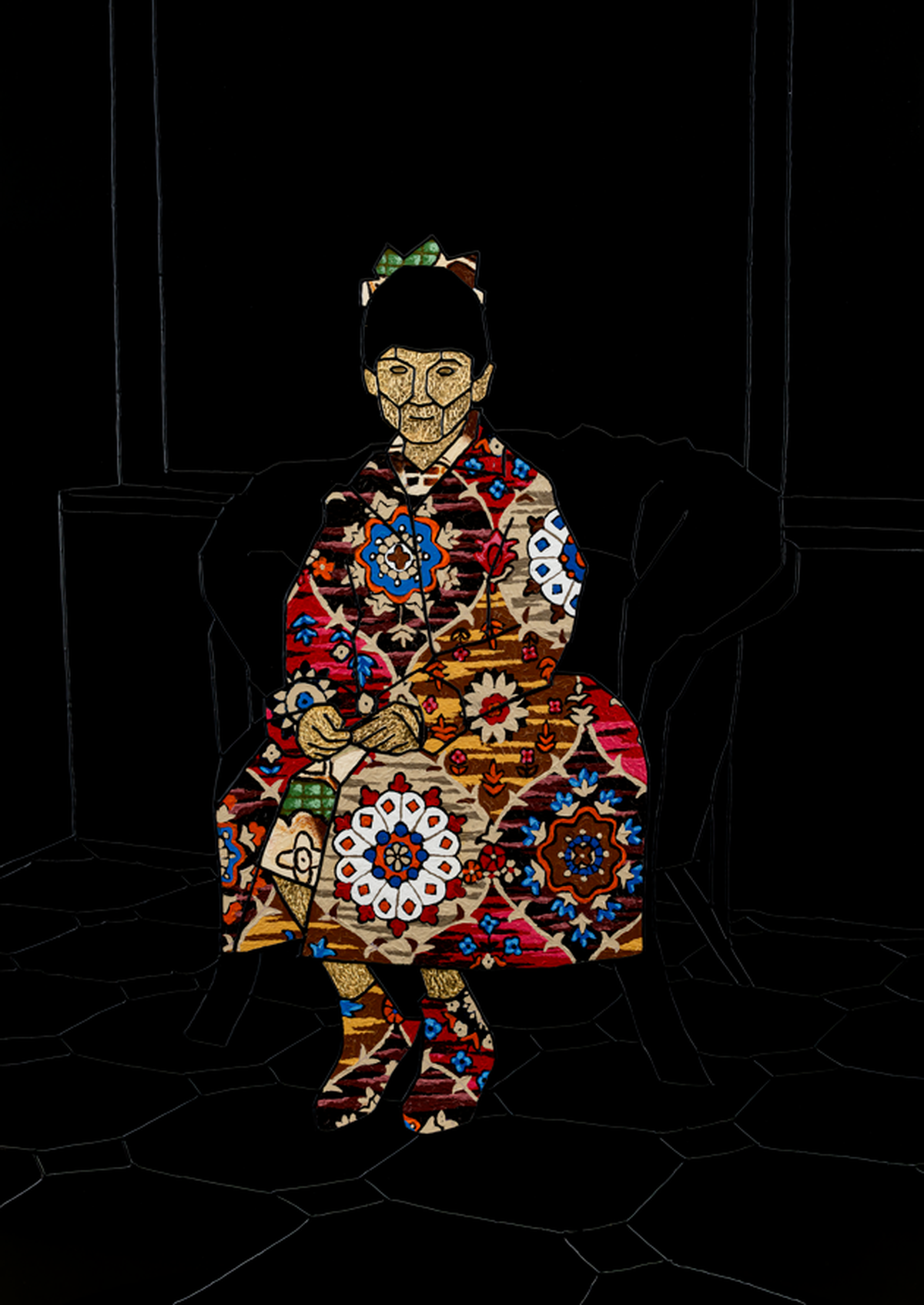 Hetain Patel’s Untitled (2025, mixed media on board)