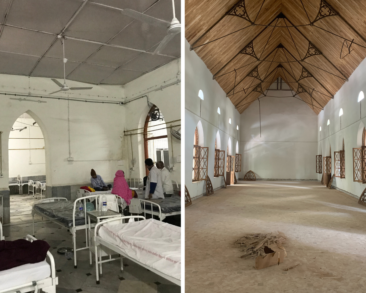 Before and after of one of David Sassoon hospital’s rooms