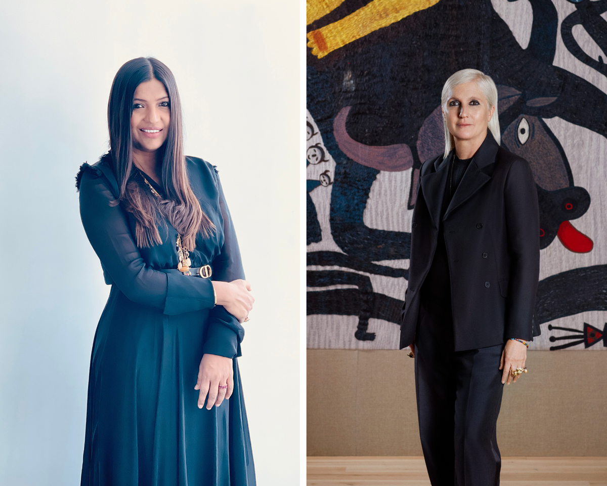 Karishma Swali (left), creative director of Chanakya School of Craft; and Dior’s creative director Maria Grazia.
