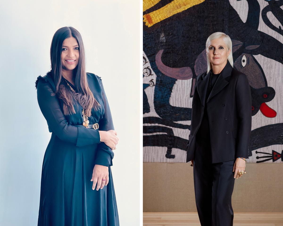 Karishma Swali (left), creative director of Chanakya School of Craft; and Dior’s creative director Maria Grazia 