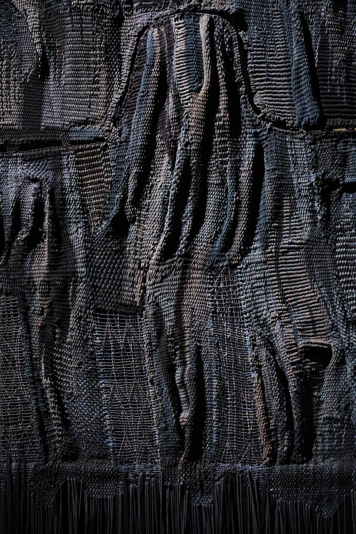 Detail of the Chanakya School of Craft’s Indigo: The Sky Below, a site-specific installation that investigated the material and cultural resonances of indigo Detail of the Chanakya School of Craft’s Indigo: The Sky Below, a site-specific installation that investigated the material and cultural resonances of indigo