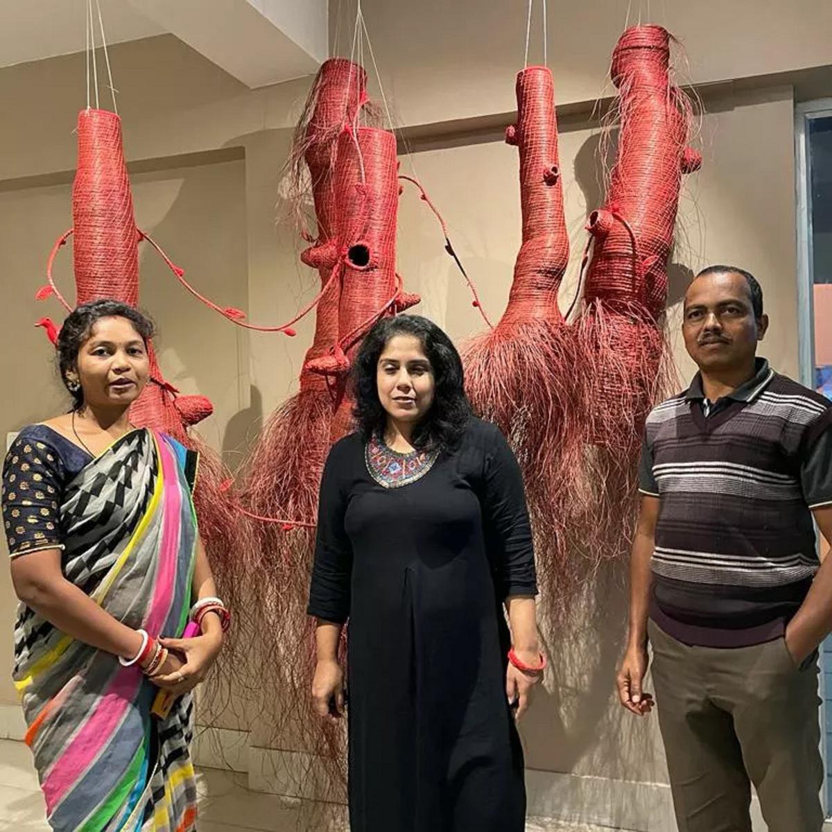 Shivani Aggarwal and Ranjita Dhal (far left) at the Barbil Art Project in Odisha