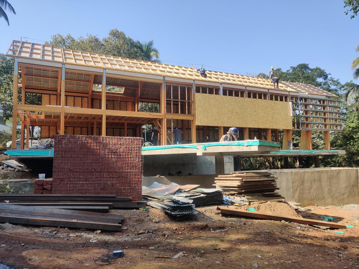 Akshat Bhatt’s mass timber house under construction in Goa