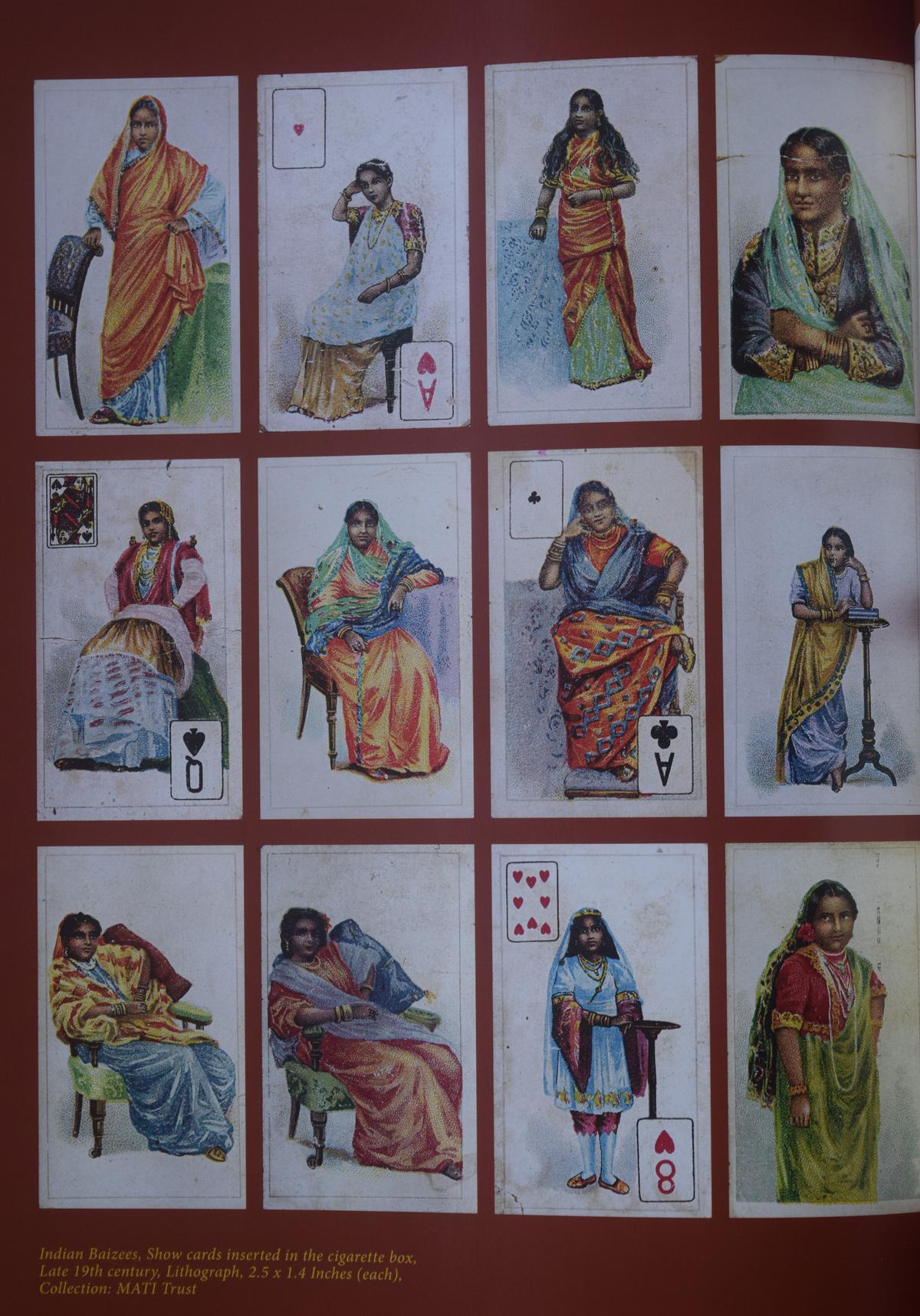 Indian baizees, show cards inserted in cigarette boxes (19th century, lithograph)