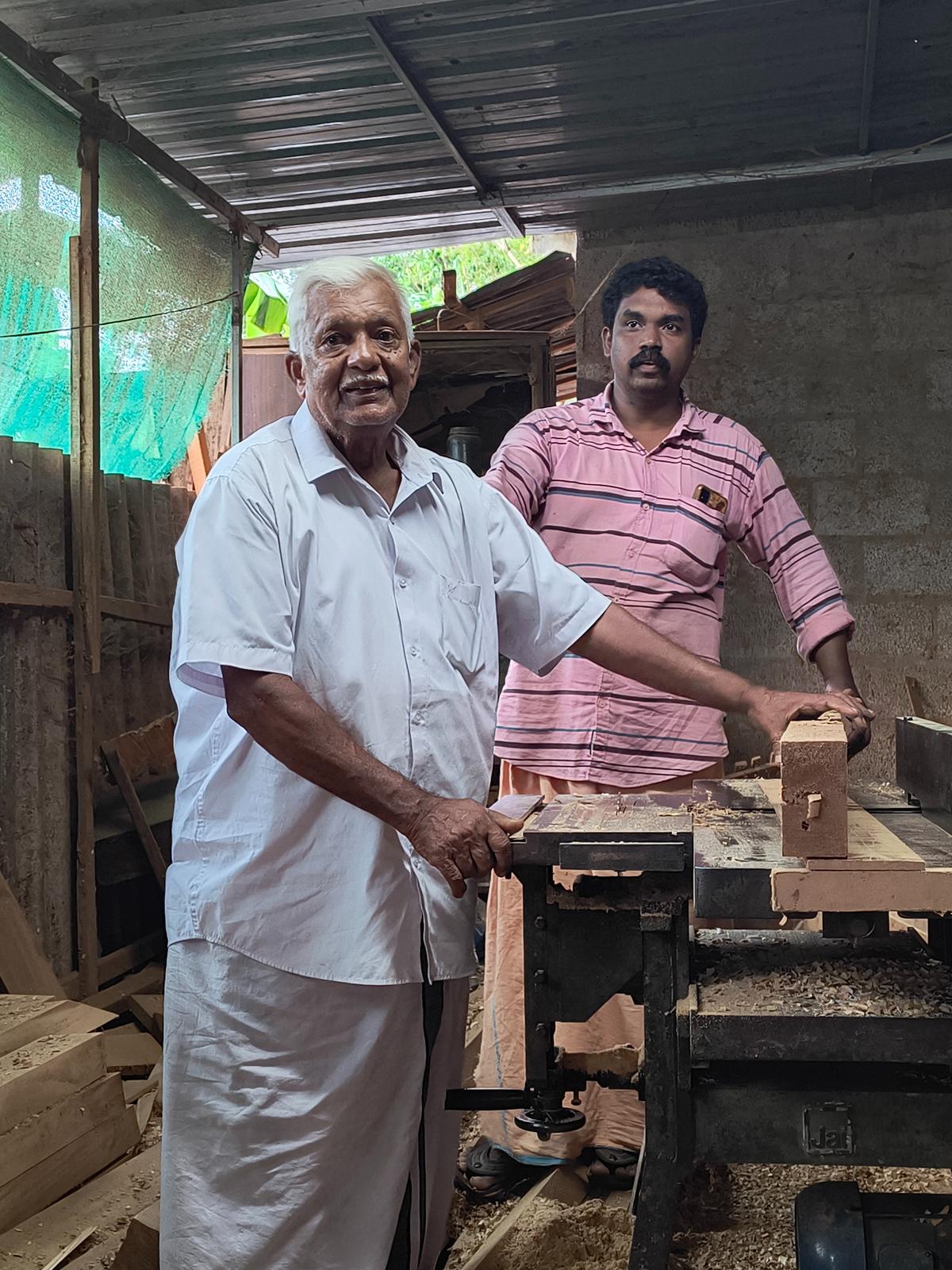 KA Abdul Azeez with Binu at the latter’s furniture unit