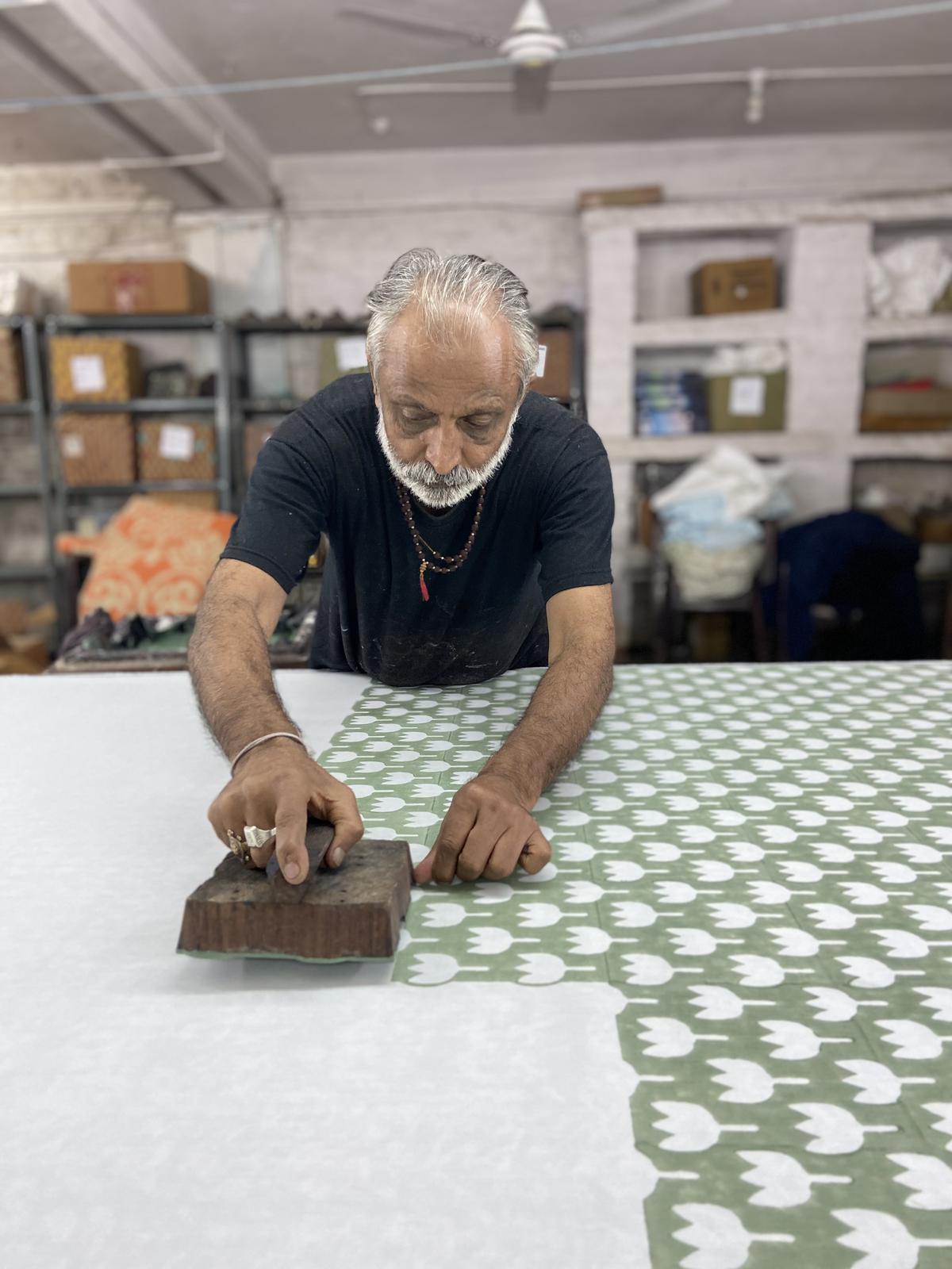 Hand block printing at Tharangini