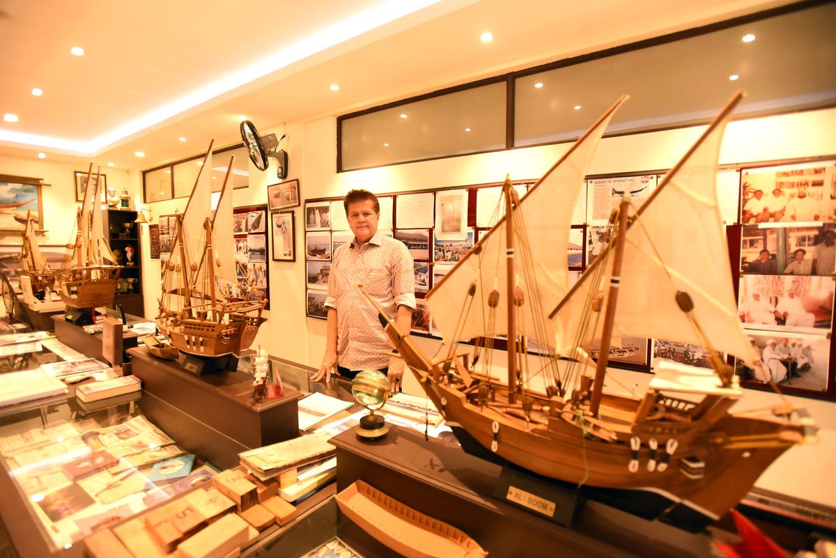 P.O. Hashim at his uru museum in Kozhikode