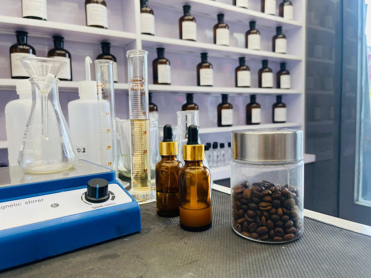 The magic happens at the live blending station, where selected scents are transformed into personalised compositions