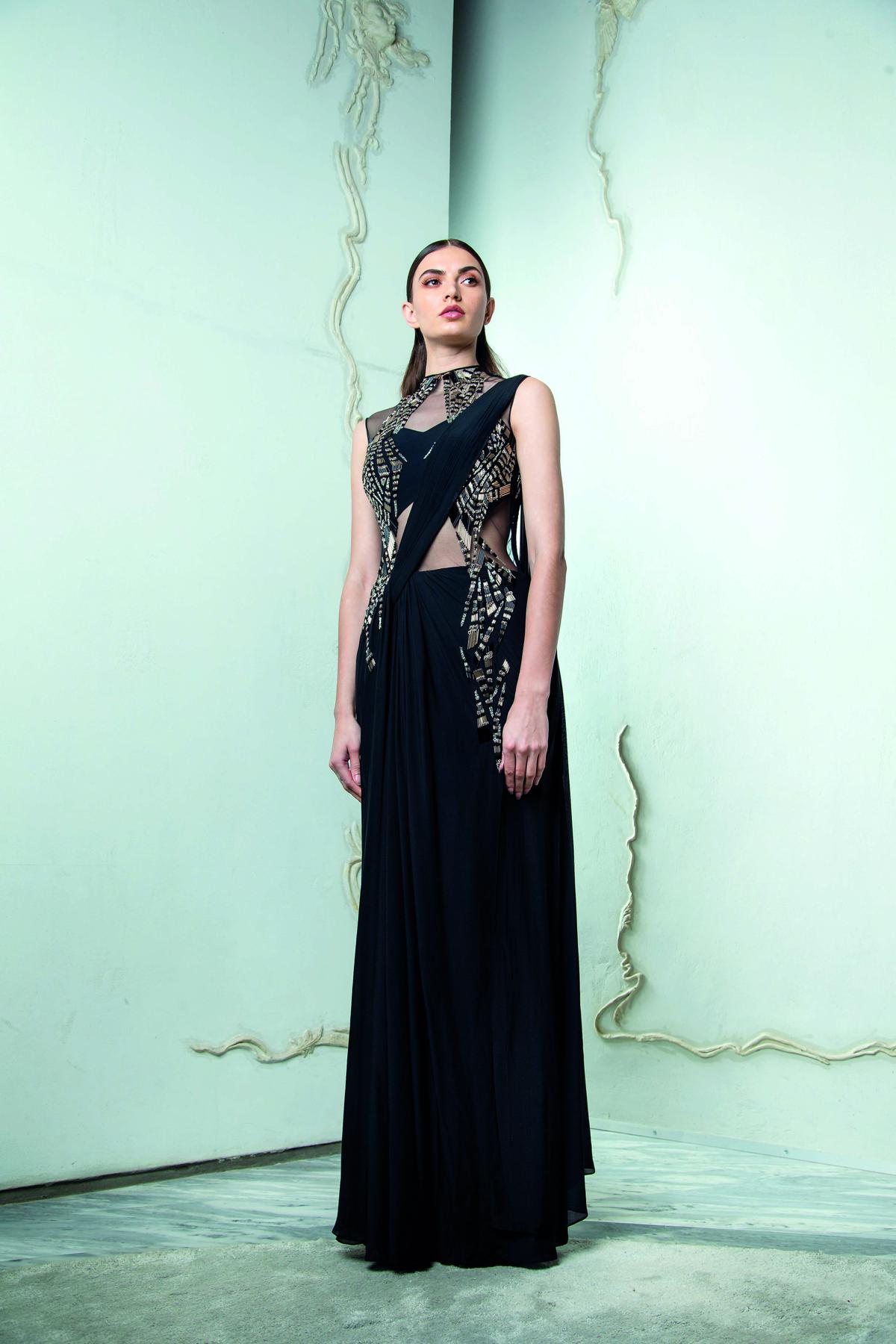 A draped sari by fashion designer Gaurav Gupta