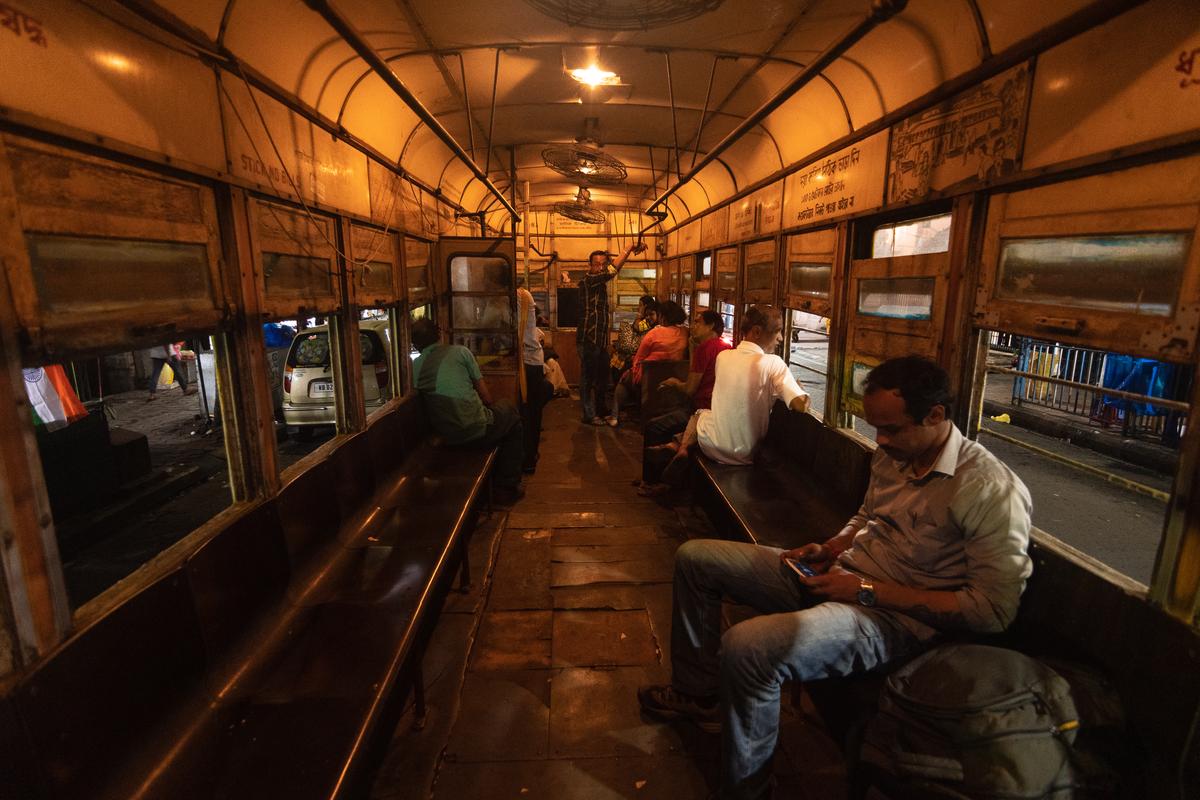 Inside one of Kolkata’s trams