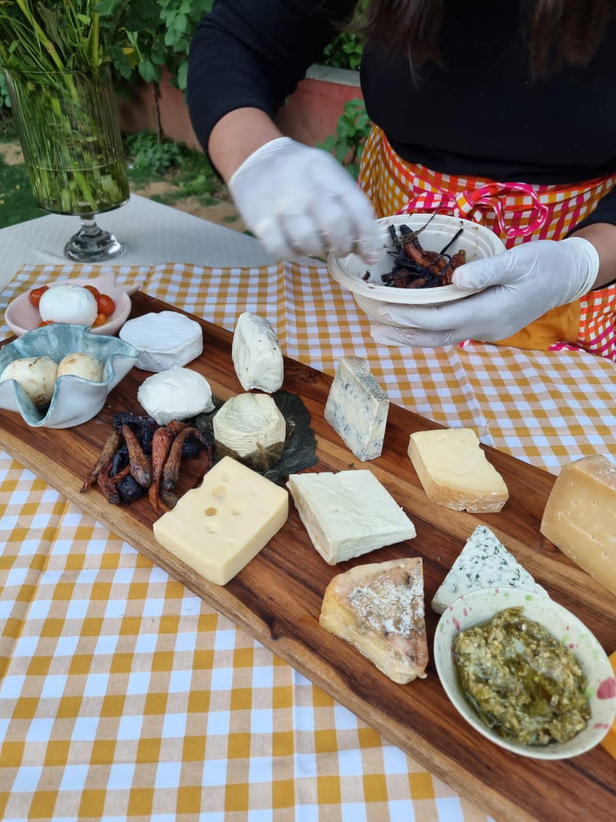 Nanda setting up her cheese grazing board